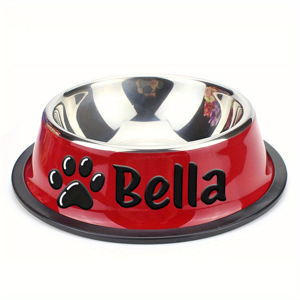 Personalized Anti Slip Stainless Steel Pet Bowl with Custom Name - Perfect for Cats And Dogs, Perfect for Food And Water Supply
