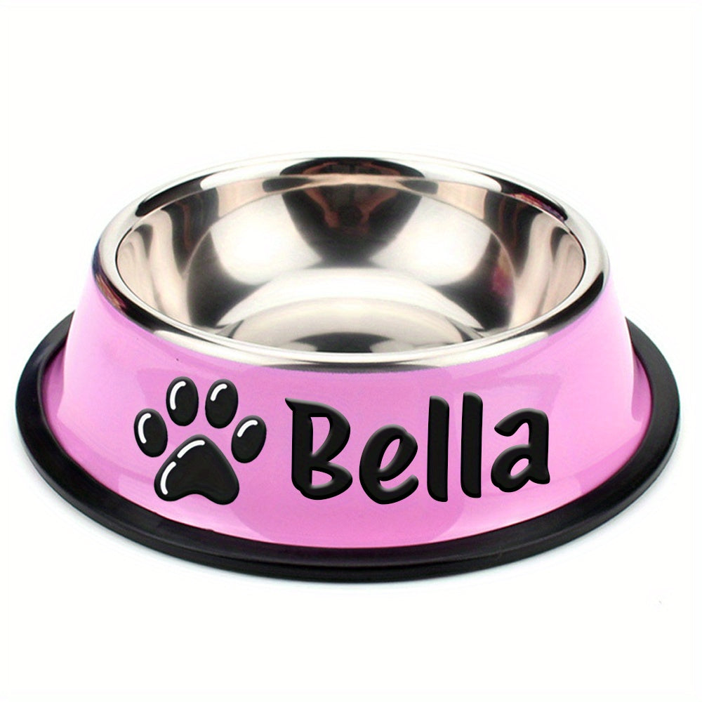 Personalized Anti Slip Stainless Steel Pet Bowl with Custom Name - Perfect for Cats And Dogs, Perfect for Food And Water Supply