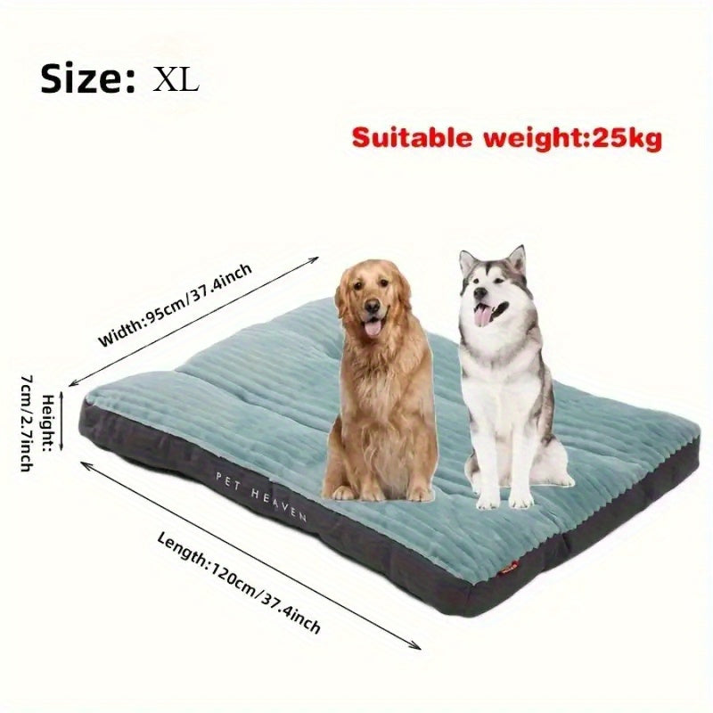 Green Rectangular Striped Pet Mattress (Striped Pattern, Polyester Fiber, Filling, Non-Slip Bottom, Removable And Washable Cover, Cute Dog Bed Dog Accessories Dog Supplies Dog Beds for Large Dogs Pet Accessories Holiday Chris