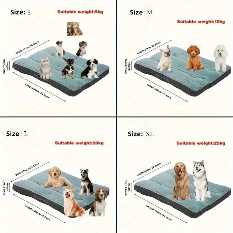 Green Rectangular Striped Pet Mattress (Striped Pattern, Polyester Fiber, Filling, Non-Slip Bottom, Removable And Washable Cover, Cute Dog Bed Dog Accessories Dog Supplies Dog Beds for Large Dogs Pet Accessories Holiday Chris