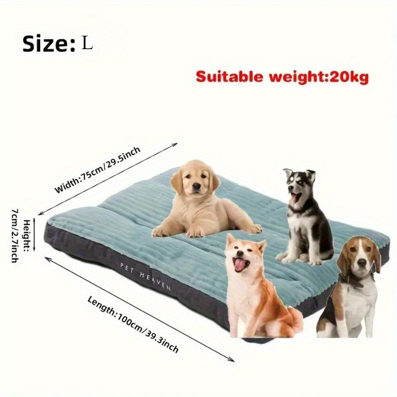 Green Rectangular Striped Pet Mattress (Striped Pattern, Polyester Fiber, Filling, Non-Slip Bottom, Removable And Washable Cover, Cute Dog Bed Dog Accessories Dog Supplies Dog Beds for Large Dogs Pet Accessories Holiday Chris