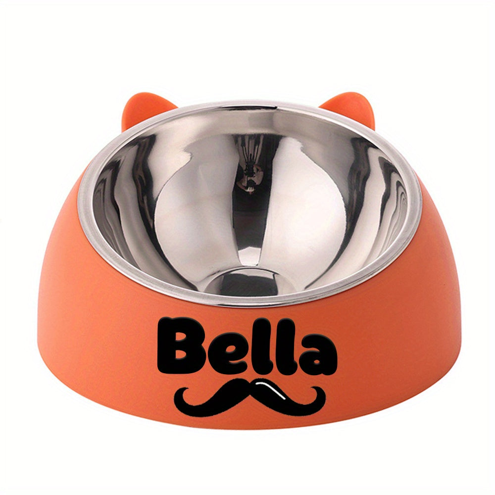 Personalized Cute Cat and Dog Bowl, custom High quality stainless steel pet bowl, Tilt pet bowl for neck protection, Nice gift for pets