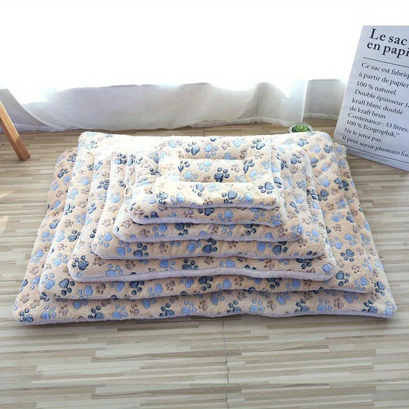 Reversible Plush Pet Bed for Cats & Small to Medium Dogs - Cozy Cartoon-Themed Flannel Mat, Machine Washable, Ideal for Winter Comfort, Plush Dog Bed