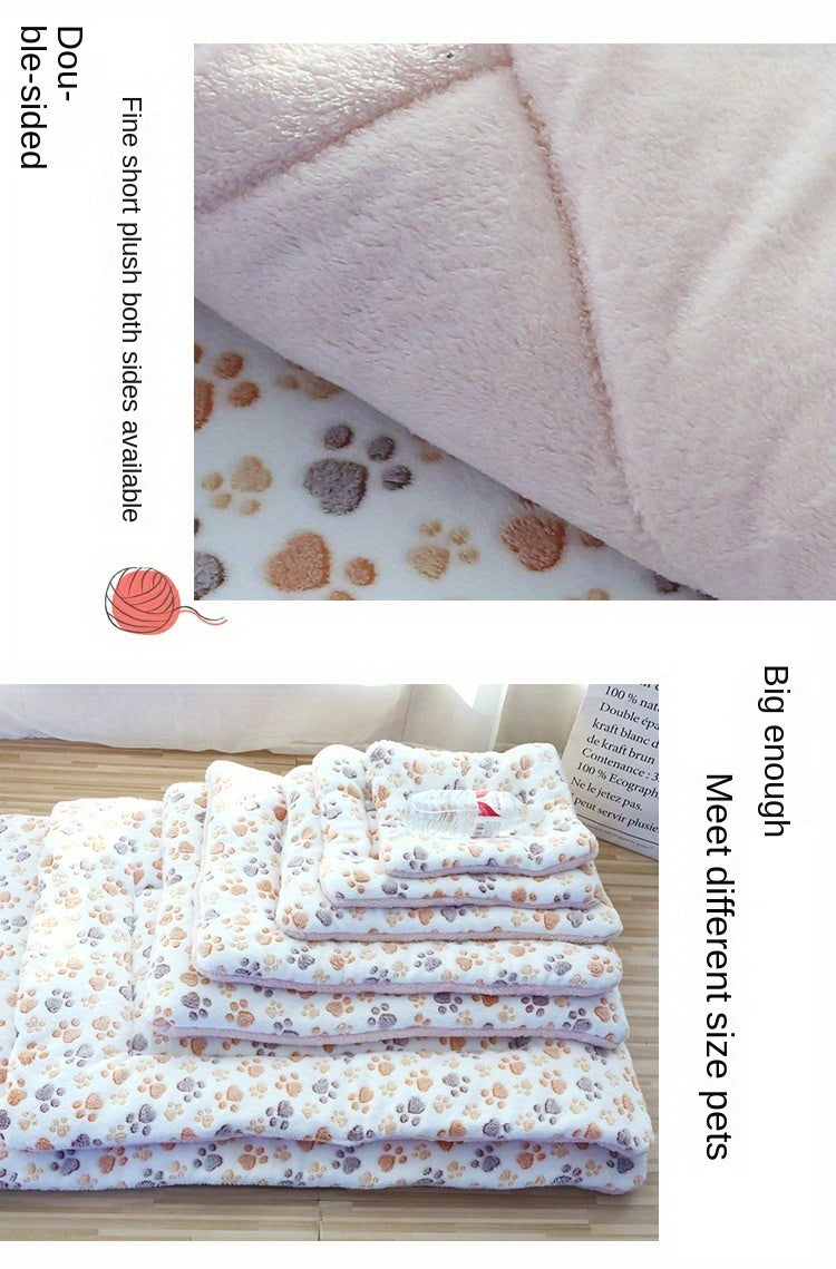 Reversible Plush Pet Bed for Cats & Small to Medium Dogs - Cozy Cartoon-Themed Flannel Mat, Machine Washable, Ideal for Winter Comfort, Plush Dog Bed