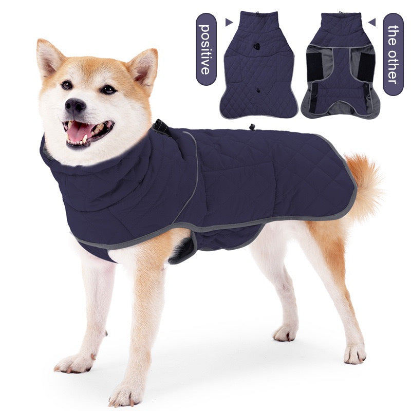 Waterproof Reflective Pink Fleece-Lined Dog Coat - Adjustable Cold-Resistant Pet Apparel with Leash Attachment - Ideal for All Breeds