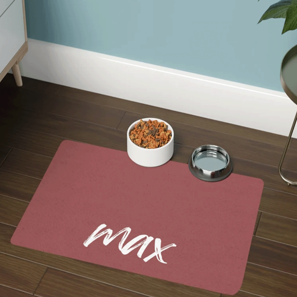Customizable Pet Feeding Mat with Laser Engraving - Personalized "Simba" Design, Durable & Stylish Dog Bowl Placemat for Pet Owners
