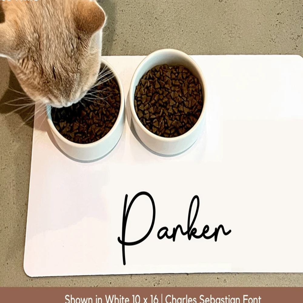 Customizable Pet Feeding Mat with Laser Engraving - Personalized "Simba" Design, Durable & Stylish Dog Bowl Placemat for Pet Owners