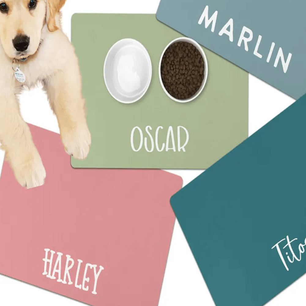 Customizable Pet Feeding Mat with Laser Engraving - Personalized "Simba" Design, Durable & Stylish Dog Bowl Placemat for Pet Owners