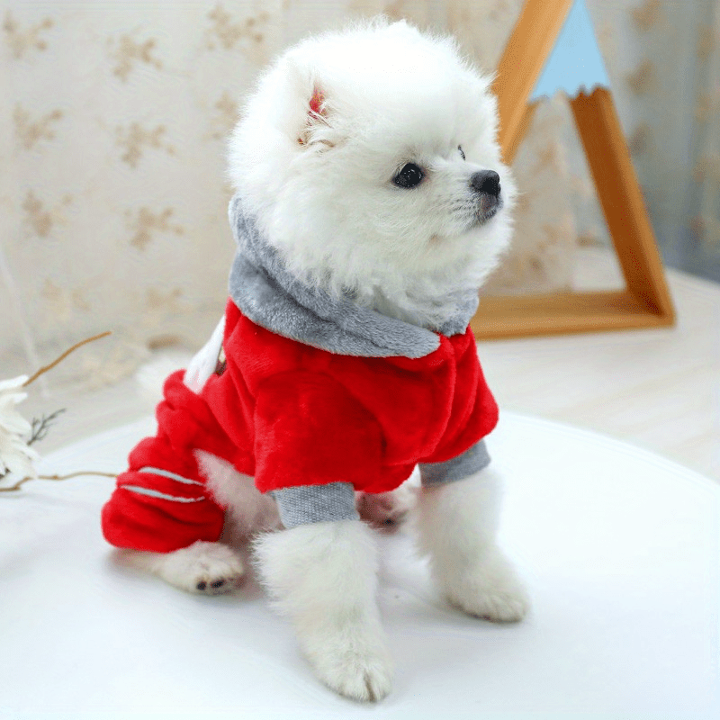 Small Breeds Warm Fleece-Lined Cuddle Comfort Dog Jumpsuit - Cozy Winter Pet Apparel with Snap Button Closure