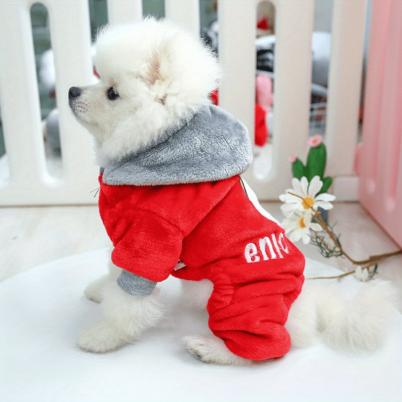 Small Breeds Warm Fleece-Lined Cuddle Comfort Dog Jumpsuit - Cozy Winter Pet Apparel with Snap Button Closure