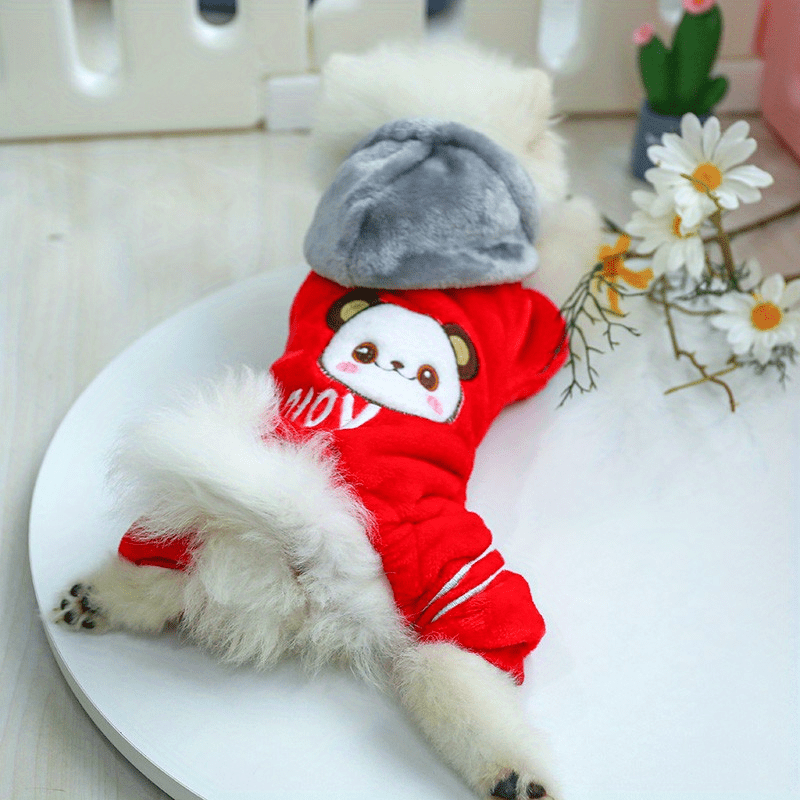 Small Breeds Warm Fleece-Lined Cuddle Comfort Dog Jumpsuit - Cozy Winter Pet Apparel with Snap Button Closure
