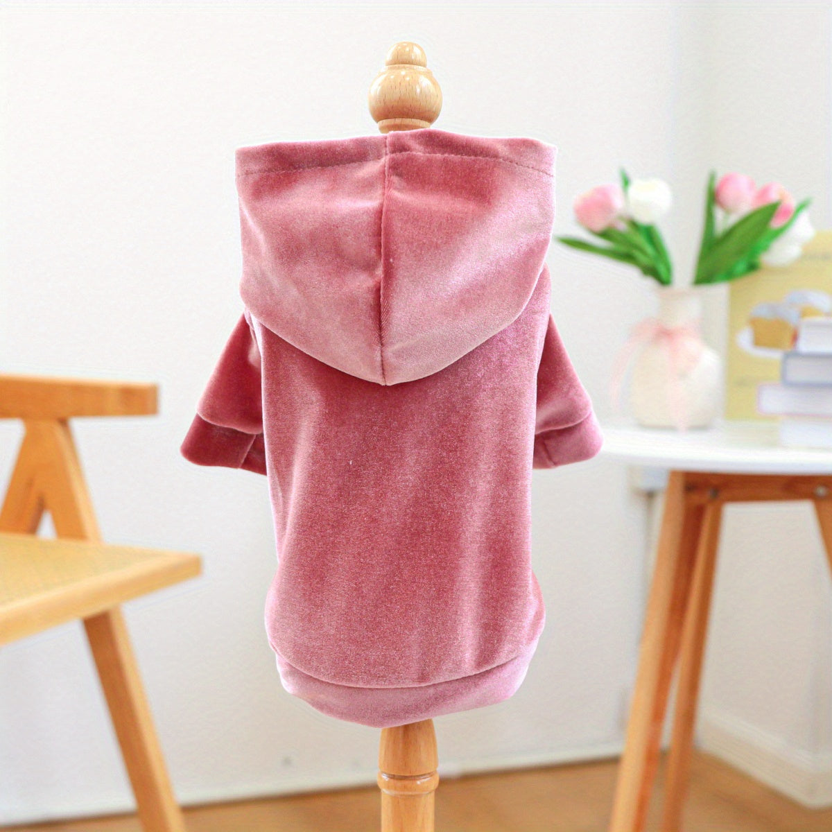 1pc Cozy Fleece Hoodie for Small Dogs - Warm & Comfortable Autumn/Winter Pet Apparel in Pink, Soft Polyester Knit Design for Cold Weather, Indoor Pet Hoodie | Stylish Dog Outfit | Comfortable Petwear, Dog Sweater