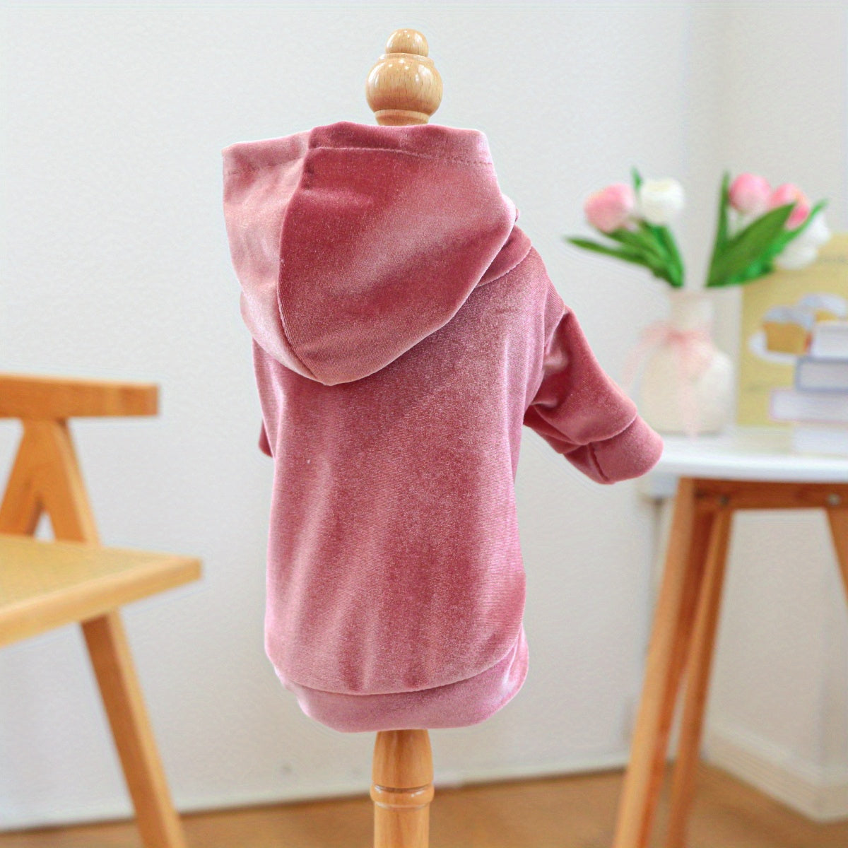 1pc Cozy Fleece Hoodie for Small Dogs - Warm & Comfortable Autumn/Winter Pet Apparel in Pink, Soft Polyester Knit Design for Cold Weather, Indoor Pet Hoodie | Stylish Dog Outfit | Comfortable Petwear, Dog Sweater
