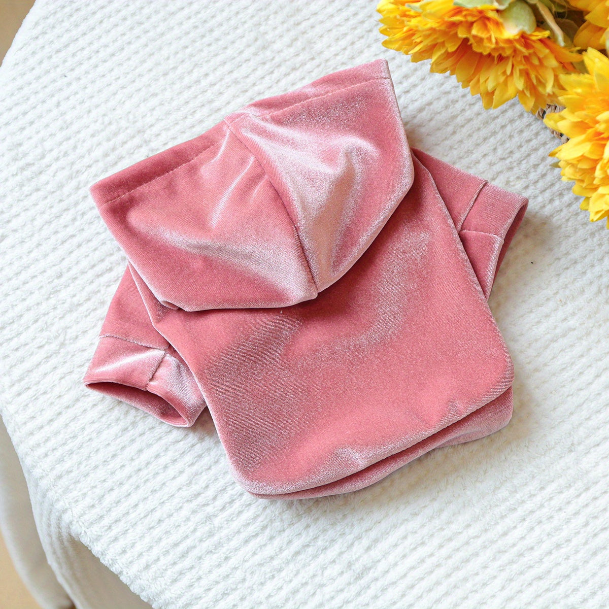 1pc Cozy Fleece Hoodie for Small Dogs - Warm & Comfortable Autumn/Winter Pet Apparel in Pink, Soft Polyester Knit Design for Cold Weather, Indoor Pet Hoodie | Stylish Dog Outfit | Comfortable Petwear, Dog Sweater