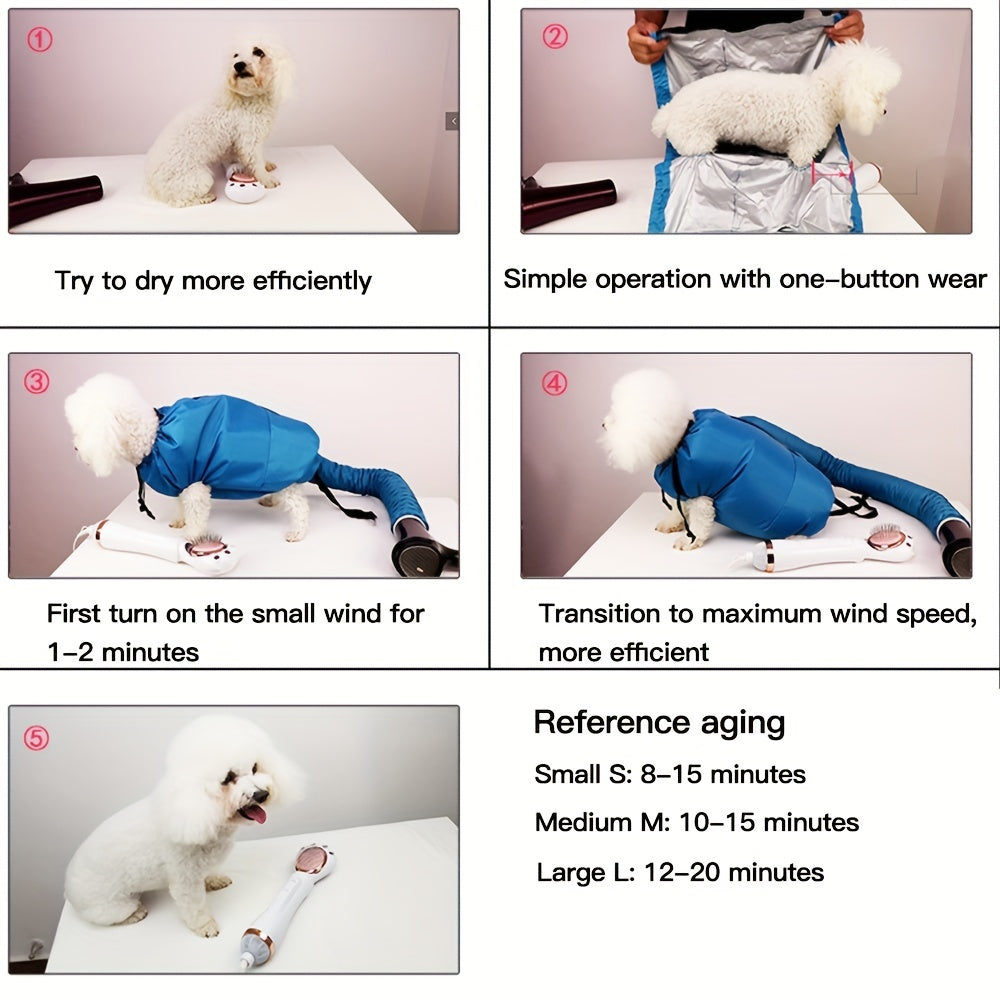 1pc Foldable Dog Blow Dry Bag, Quick Hair Dryer for Pet Grooming, No Power, Polyester, Battery Not Included
