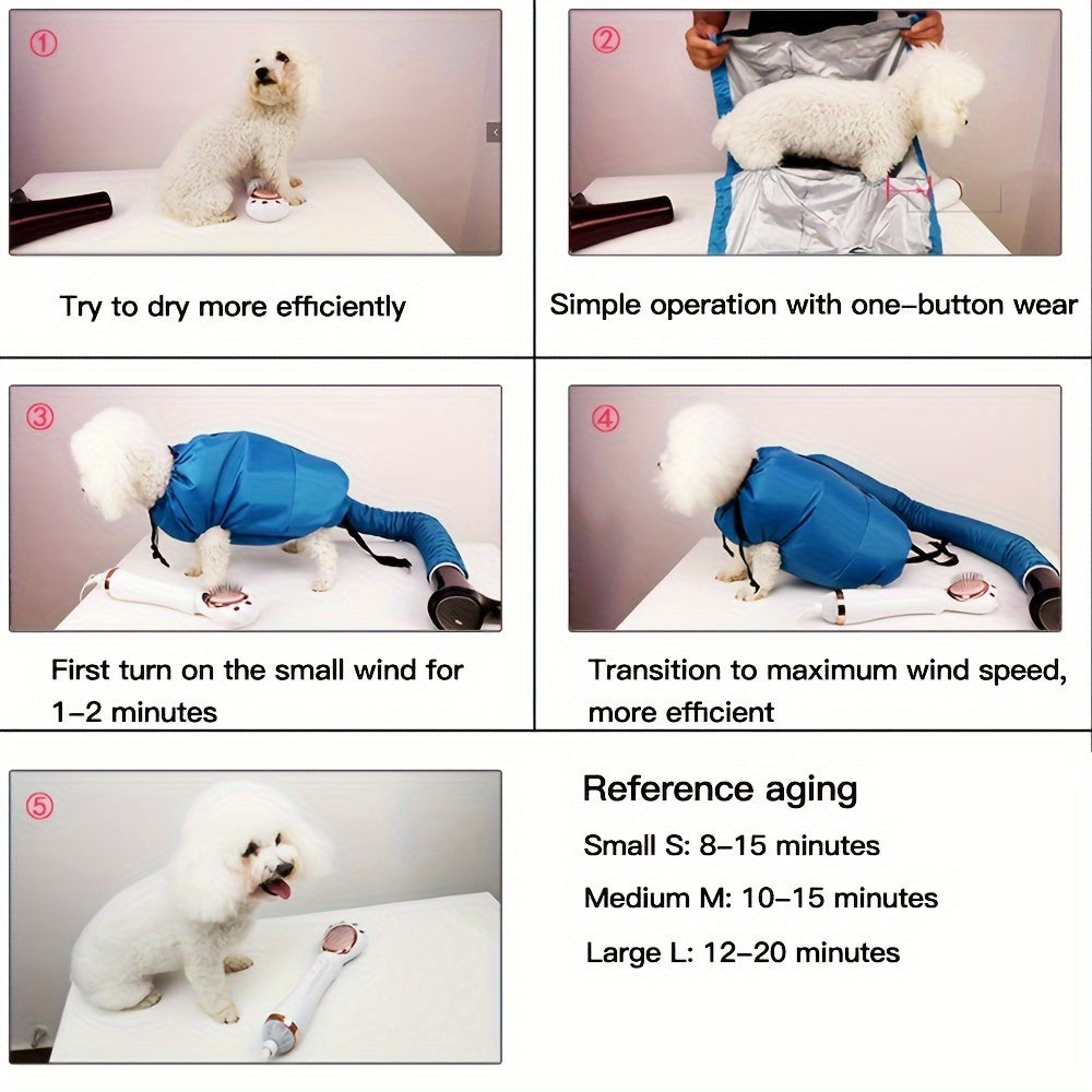 1pc Foldable Dog Blow Dry Bag, Quick Hair Dryer for Pet Grooming, No Power, Polyester, Battery Not Included
