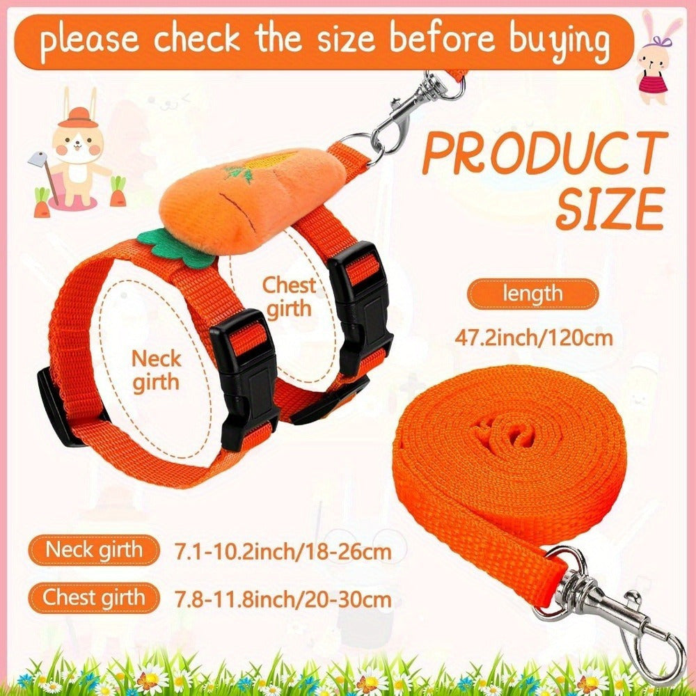 Upgraded Pet Outing Leash, Adjustable Small Pet Harness Rope, Small Pet Vest Carrier, Outdoor Wearing Supplies, Anti-breakaway Leash, Cute, Beautiful and Easy To Clean, Suitable for Cats and Dogs, Rabbits, Ferrets, Small Pets