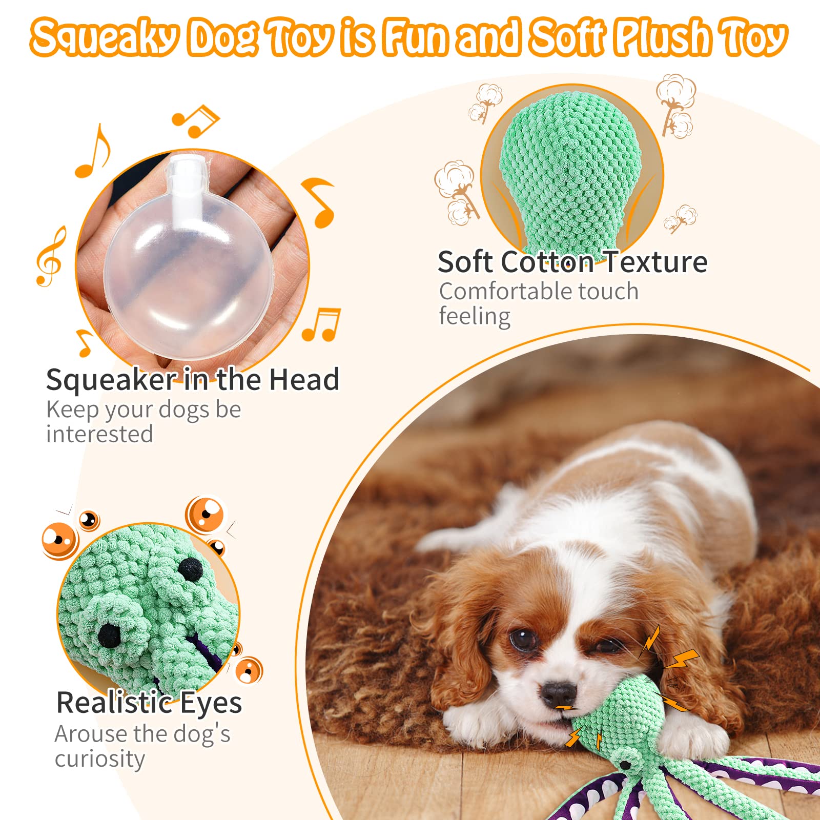 Dog Toy Plush Octopus Pet Toy Puppy Toy Interactive Dog Play