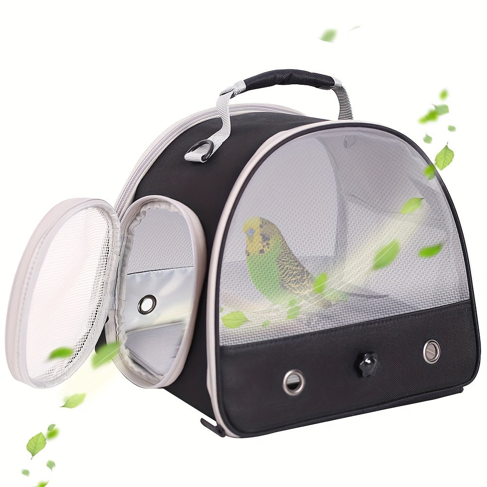 1pc Bird Carrier Cage, Portable Clear Small Bird Carrying Cage With Standing Wooden Perch And Soft Mat, Airline Approved Outdoor Bird Travel Cage