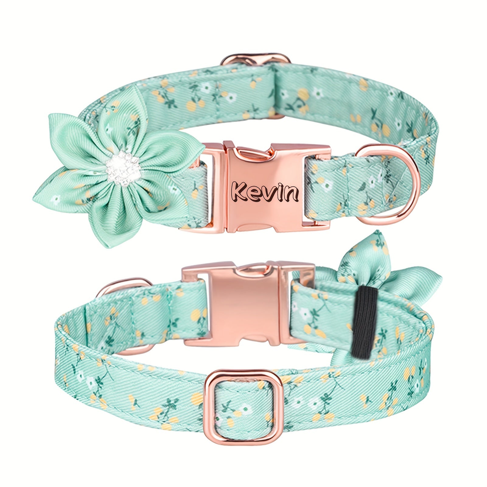 Custom Colorful Rhinestone Flower Dog Collar, Printed Polyester Pet Collar, Engraved Anti-lost Pet Collar, Suitable For Large, Medium And Small Dogs