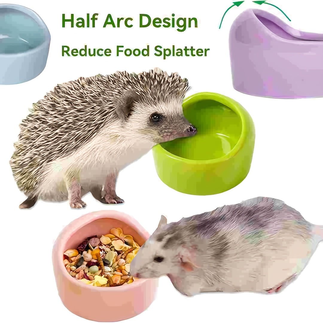4pcs Durable ABS Anti-Scratch Hamster Feeding Bowls in Blue, Pink, & Green - Easy to Clean, Chew-Resistant for Small Pets, Perfect for Dry & Fresh Food, Small Pet Feeding|Vibrant Pet Bowl|Abs Imitation Ceramic