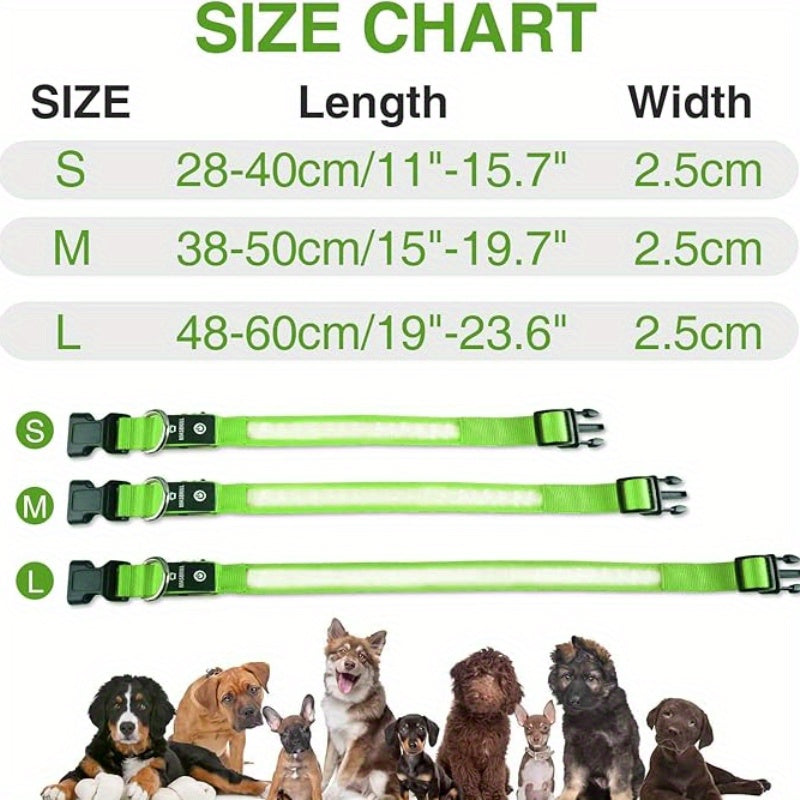 Glow-in-the-Dark LED Pet Collar for Small to Medium Dogs - Geometric Pattern, Durable Nylon Material, Keeps Your Pet Safe & Visible at Night, Walking