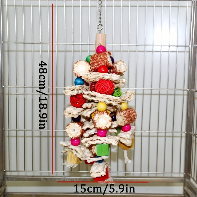 1pc Natural Corn Cob Delight - Stimulating Bird Chew Toy for Small and Medium-Sized Parrots, Cage Toys for Healthy Beak Exercise, Fun and Interactive Playtime, Durable and Long-Lasting