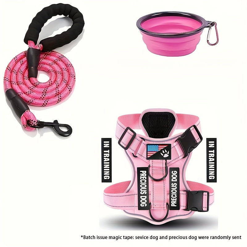 Service Dog Harness And Leash Set with 1pc Folding Bowl