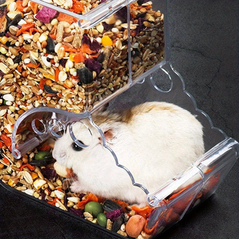 Pet Feeding Dispenser for Dwarf Hamsters, Gerbils, Hedgehogs, Guinea Pigs, Birds and Other Small Pets - Acrylic Transparent Pet Food Storage Bowl