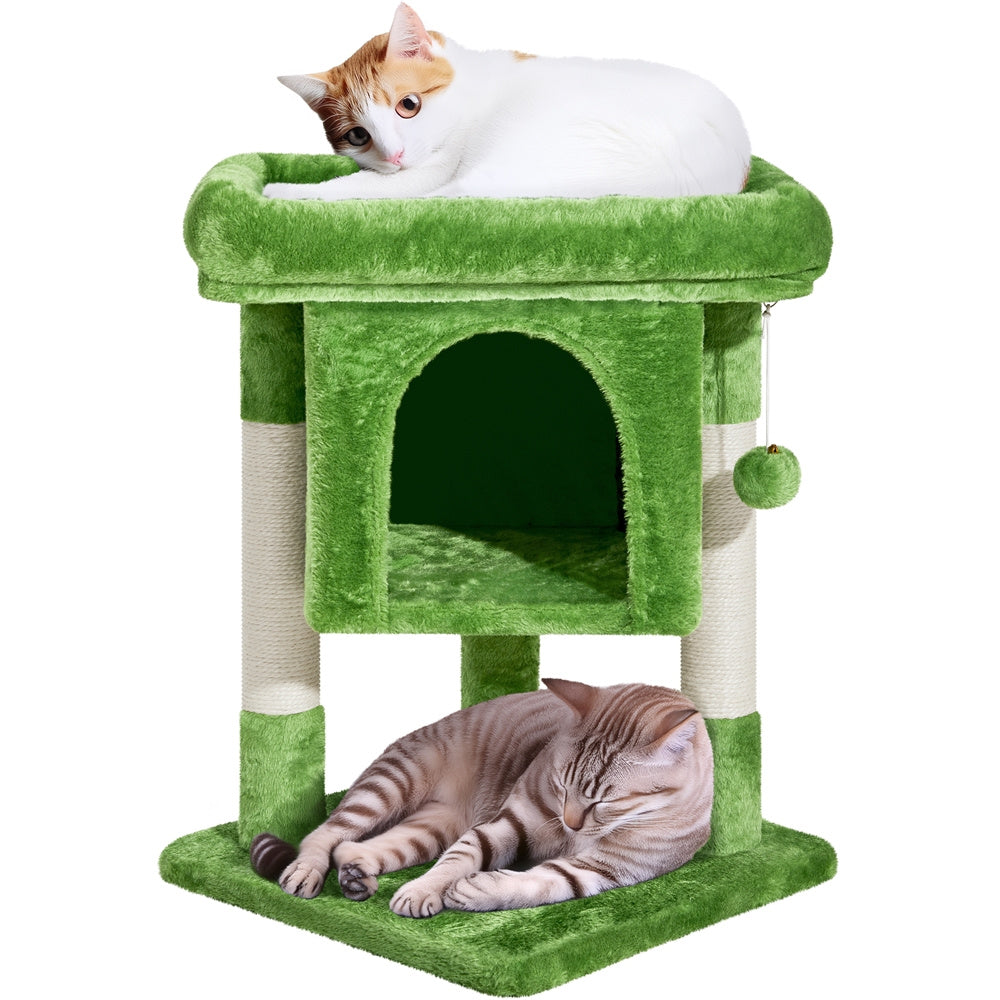 Costoffs 23.5in Cat Tree Tower, 2-Level Cat Condo with Sisal-Covered Scratching Posts, Cozy Pet Furniture, Halloween Cat Furniture for Indoor Kittens and Cats