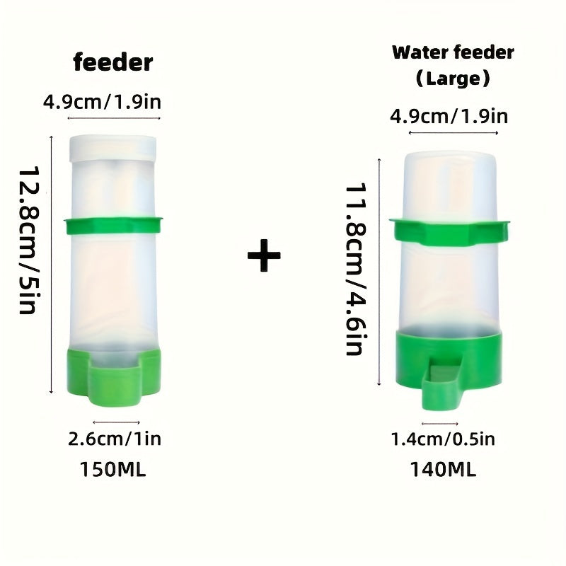 Two-Pack Bird Feeder, Automatic Feeder for Parrots, Birdcage Waterer, Waterer for Small and Medium Parrots