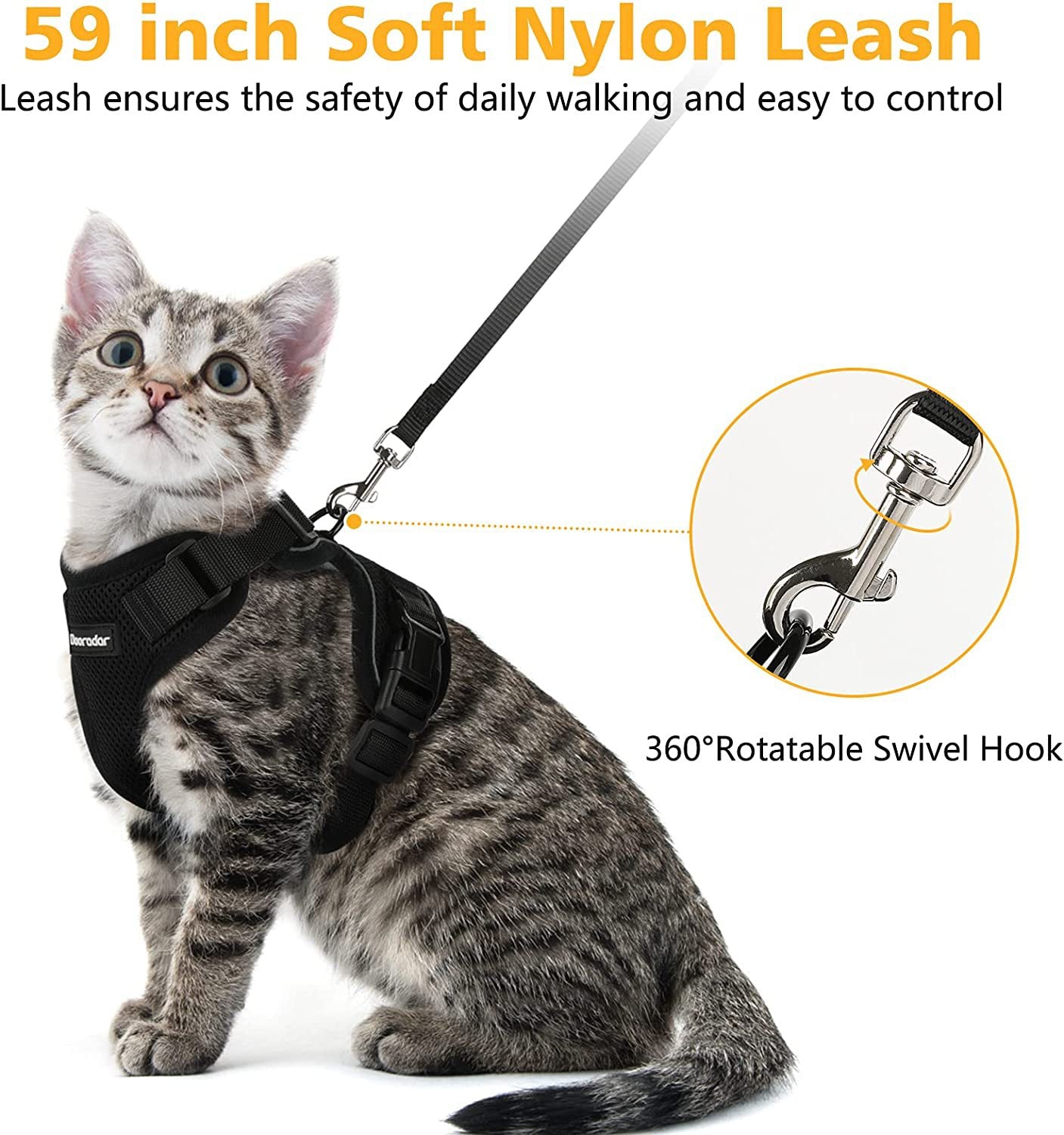 Reflective Pet Harness And Leash Set For Dogs And Cats, Adjustable Puppy Cat Vest Harness With Soft Mesh