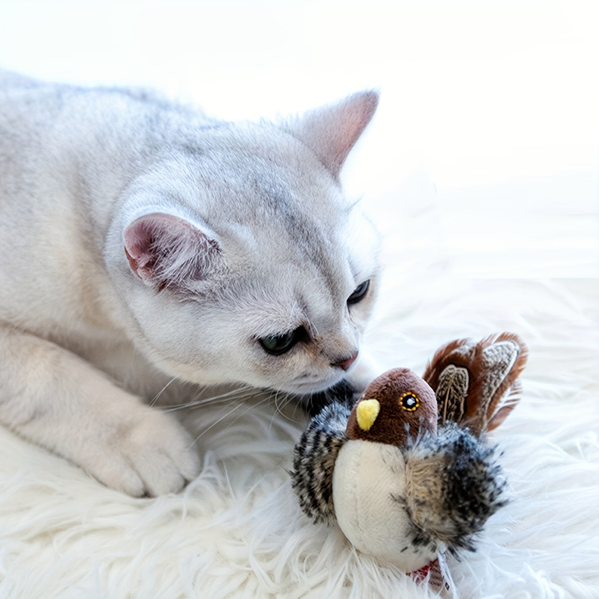 Interactive Plush Bird Cat Toy with Self-Raising Sound, Includes Pet Herb - Non-Electric Fabric Pet Toy, Simulated, TikTok