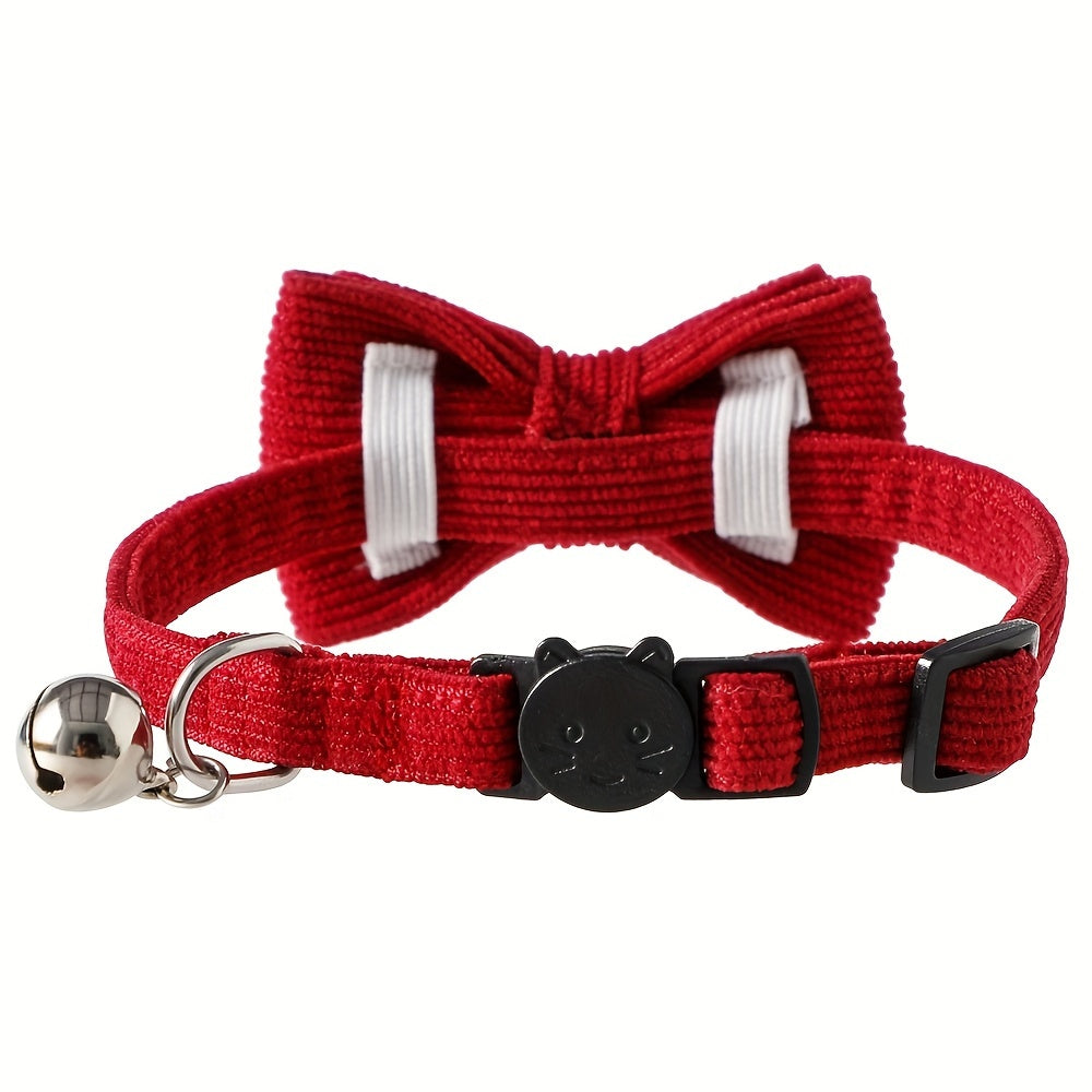 Adjustable Red Bow Tie Pet Collar - Detachable, Festive Accessory for Cats & Small Dogs, Perfect for Valentine's Day & Christmas Gifts
