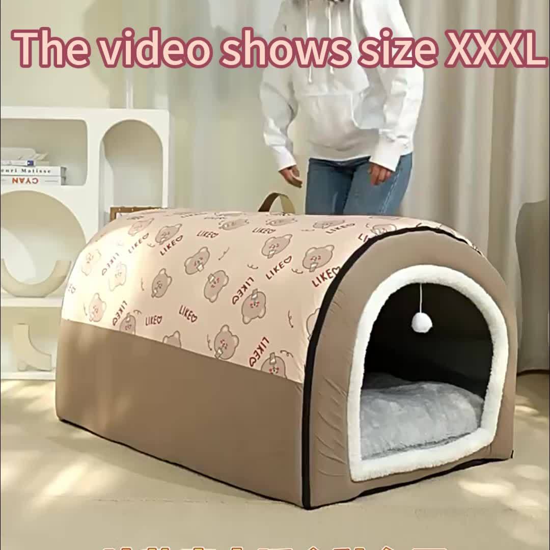 2in 1 All-Season Cozy Pet Bed - Indoor/Outdoor Dog & Cat House, Warm Cave Nest for Small to Large Breeds