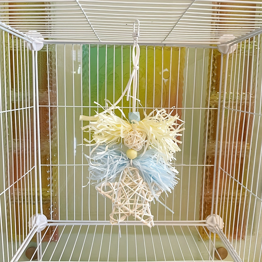 1pc Bird Chewing Rattan Toy, Small Parrot Hanging Swing Molar Toy For Bird Cage Hanging Toy, Pet Birds Swing Pecking Bite Toy