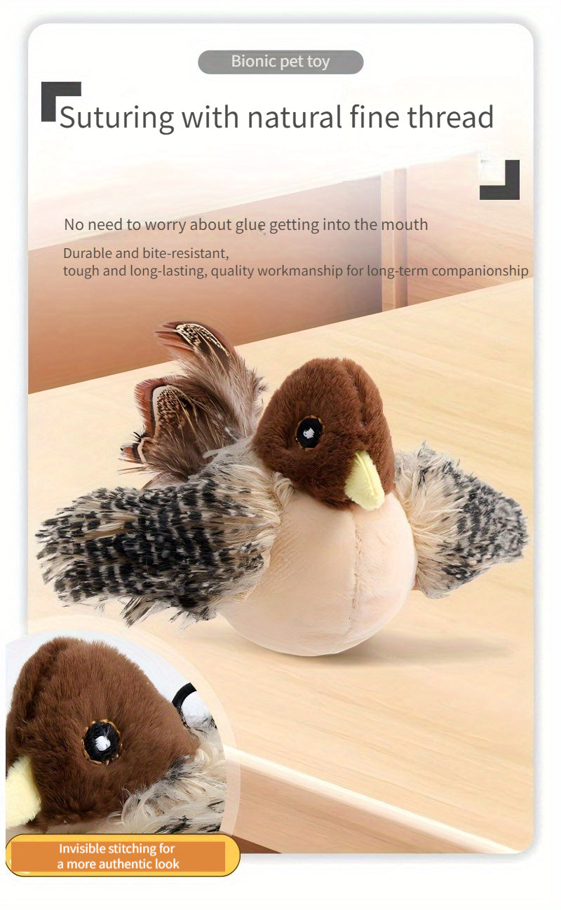 Interactive Plush Bird Cat Toy with Self-Raising Sound, Includes Pet Herb - Non-Electric Fabric Pet Toy, Simulated, TikTok