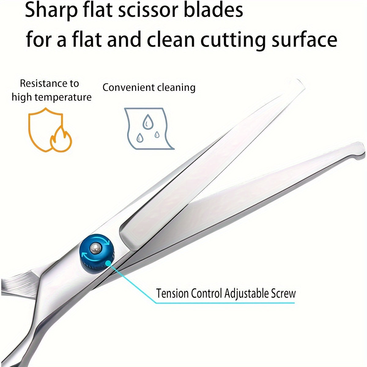 Stainless Steel Pet Grooming Scissor Set 6pcs, Professional Thinning Shears and Straight Cutters for Dogs Cats, Universal Hand Orientation, Complete Animal Hair Trimming Kit