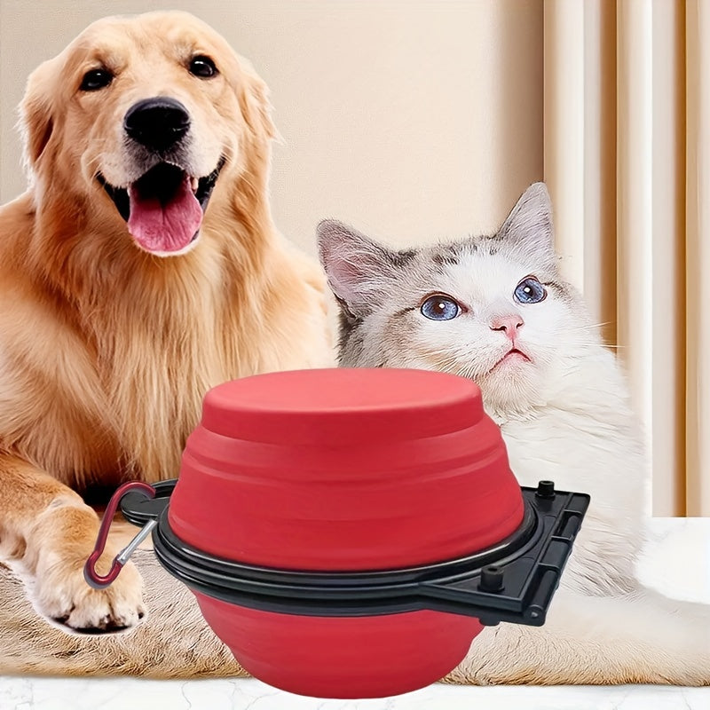 1pc Collapsible Double Pet Feeding Bowls – Portable Outdoor Travel Water And Food Bowl For Dogs – Durable And Convenient