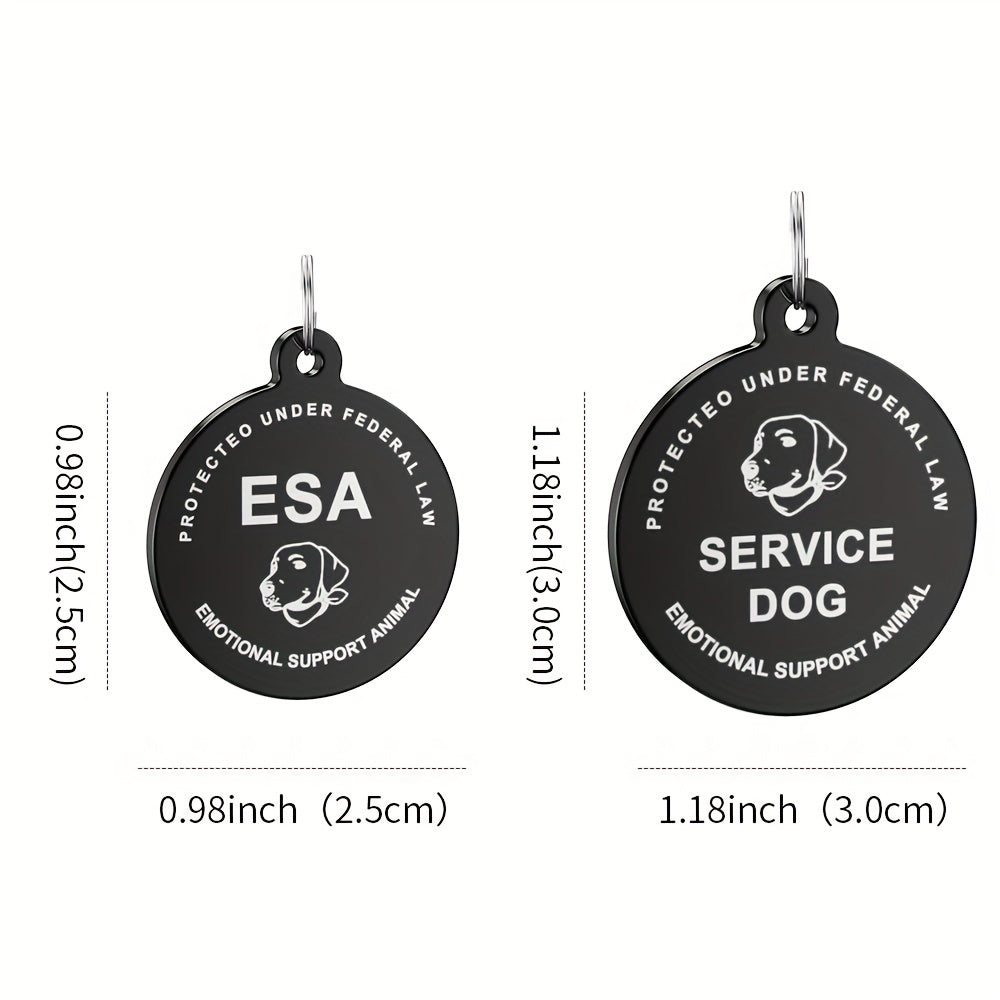 Custom Engraved Stainless Steel Dog Tags, Personalized Photo Carving, Durable ID Tags for Dogs, Service Dog & ESA Design, Pet Collar Accessories