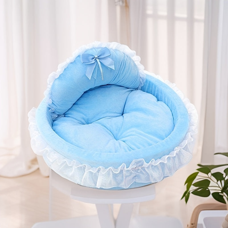 A Versatile Warm Pet Bed Suitable for All Seasons, Designed for Cats And Dogs. It Features a Washable, Soft Plush Material, Resembling a Princess Sofa, Perfect for Cuddling. This Cozy Cave Bed Is Ideal for Small Kittens And P