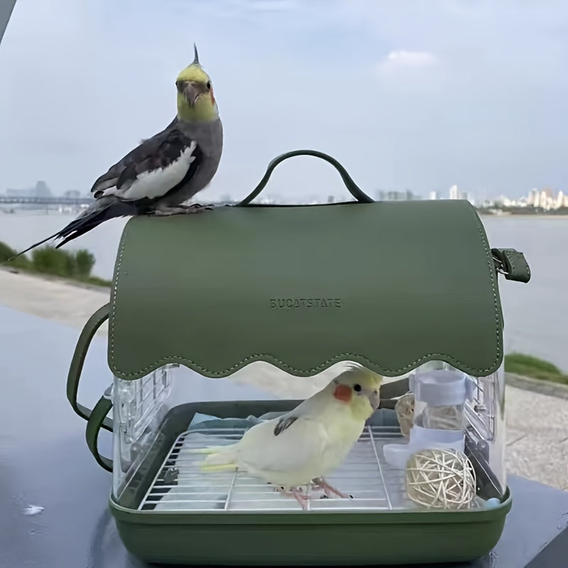 1pc Acrylic Bird Cage With Bird Bag, Parrot Outdoor Ornamental Bird Cage, Can Be Carried Outdoors, Bird Supplies