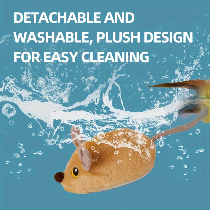 Interactive Cat Toys, Indoor Cat And Mouse Rechargeable Remote Control Cat And Mouse Toys, Feather Tail Electric Automatic Movement Remote Control Mouse And Cat Toys, All Varieties Of Cats Bored And Fun Cat Toys Wireless Chas