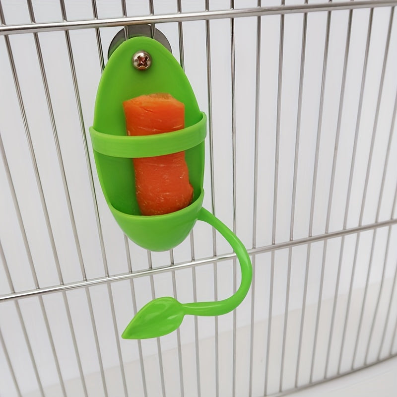 YIYUANPET Parrot Bird Feeder Toy, Plastic Fruit and Vegetable Basket with Calcium Station, Interactive Seed Caddy for Parakeets, Cockatiels, Lovebirds, with Easy Wall Mount Swing