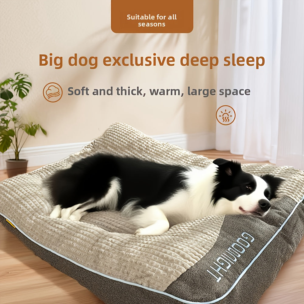 Deluxe Washable Dog Bed - Medium and Large, Double Side Optional, High and Low Side, All-season Detachable Mat, Warming Cozy Soft Pet Bed for Christmas Gift, Winter Warm Animals Sleeping Sofa