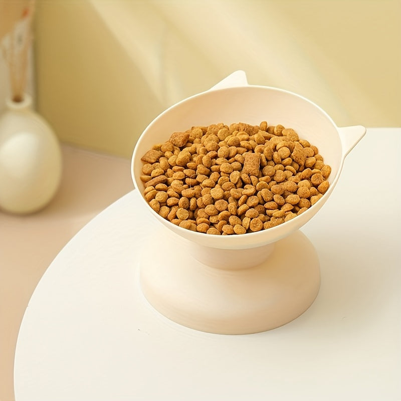 Elevated Tilted Pet Bowl, Plastic Anti-Overturning Cat Food Bowl Water Dish For Neck Protection