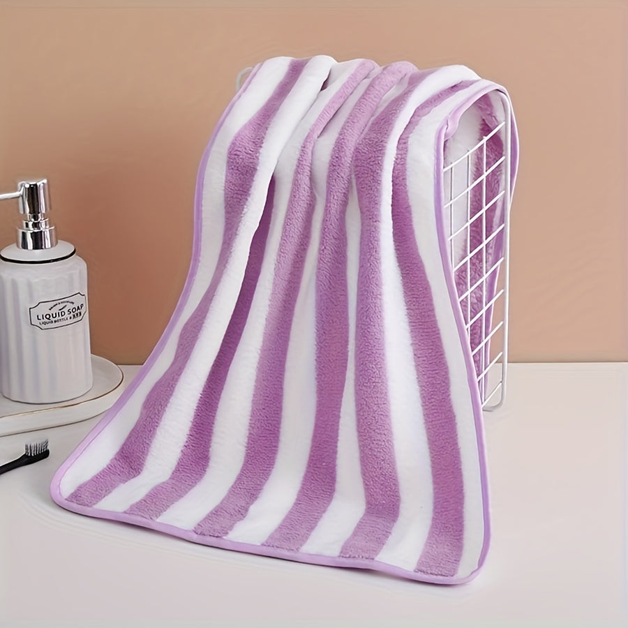 Ultra-Soft Coral Velvet Pet Towel - Striped, Absorbent Bath & Grooming Cloth For Dogs And Cats Dog Bath Accessories Pet Grooming Hammock