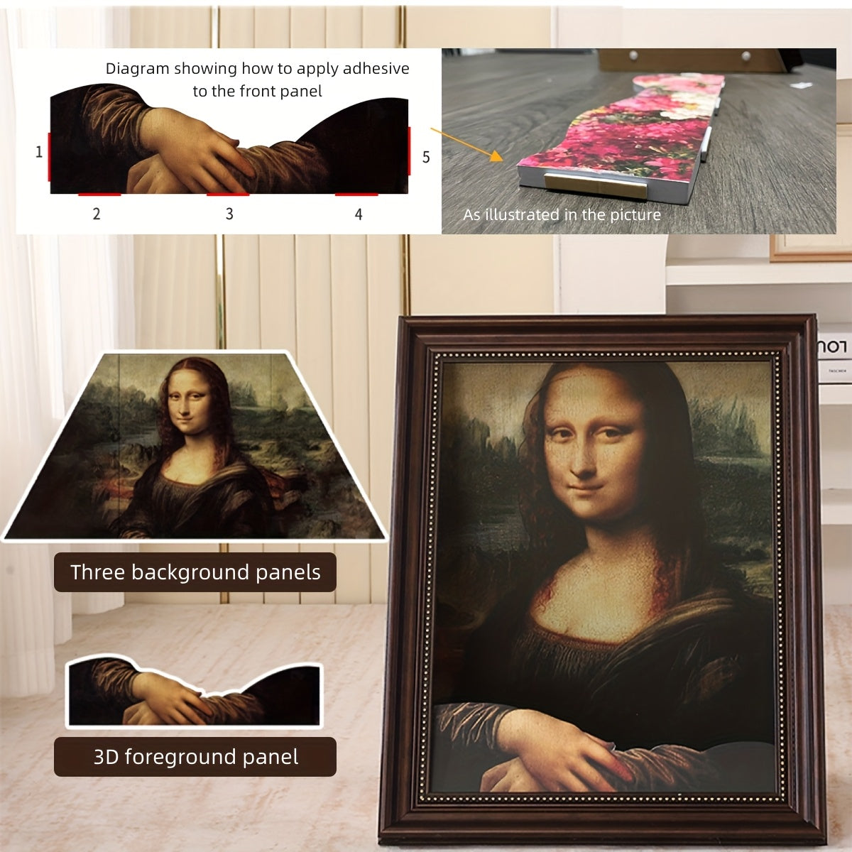 Mona Lisa Cat Bed & Scratching Post - Vintage Framed Cat House, Removable Scratch Pad, Elegant Home Decor Pet Furniture for Indoor Cats - Perfect Gift for Cat Lovers, Cat Bedroom Decor And Accessories, Classical Art Theme, Qu