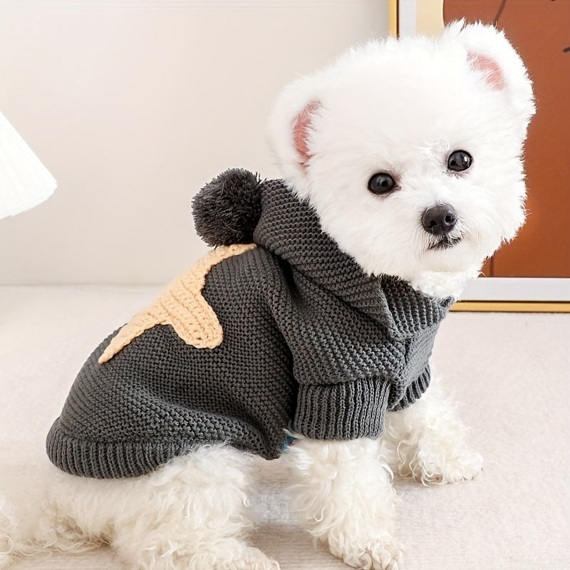 Cozy Star Pattern Sweater for Small, Medium, and Extra-Small Dogs - Knitted Acrylic Pullover Sweaters for Fall and Winter with Warm, Soft, and Breathable Fabric - Adorable Pet Apparel for Cold Weather