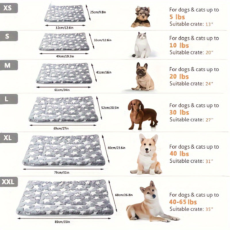 Reversible Plush Pet Bed for Cats & Small to Medium Dogs - Cozy Cartoon-Themed Flannel Mat, Machine Washable, Ideal for Winter Comfort, Plush Dog Bed